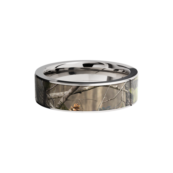Titanium 7mm flat band with a 6mm inlay of Real Tree APG Camo Image 3 Toner Jewelers Overland Park, KS