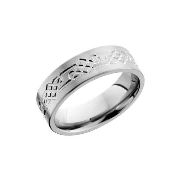 Titanium 7mm flat band with a laser-carved celtic loop pattern Cozzi Jewelers Newtown Square, PA