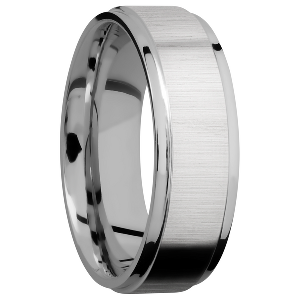 Titanium 7mm flat band with grooved edges Image 2 Cozzi Jewelers Newtown Square, PA