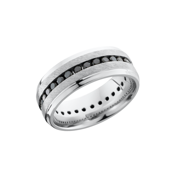 Titanium 8mm beveled band with .04ct channel-set eternity black diamonds Castle Couture Fine Jewelry Manalapan, NJ