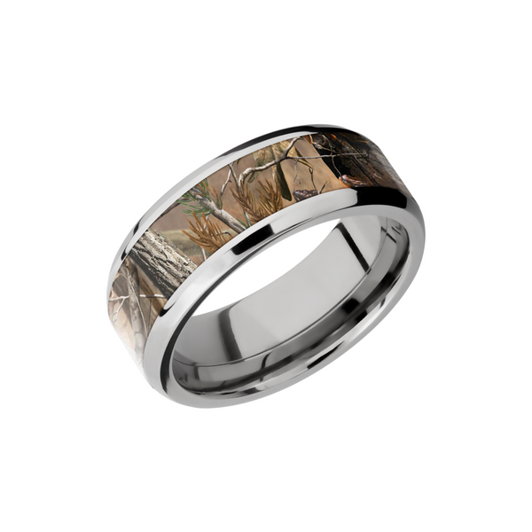 Titanium 8mm beveled band with a 5mm inlay Real Tree AP Camo Cozzi Jewelers Newtown Square, PA