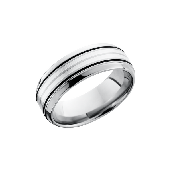 Titanium 8mm beveled band an inlays of sterling silver and Cerakote Toner Jewelers Overland Park, KS