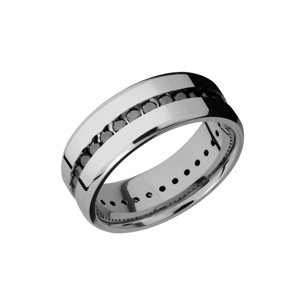 Titanium 8mm beveled band with .04ct channel-set eternity black diamonds The Source Fine Jewelers Greece, NY