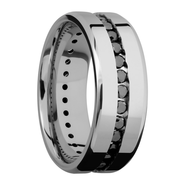 Titanium 8mm beveled band with .04ct channel-set eternity black diamonds Image 2 Michele & Company Fine Jewelers Lapeer, MI