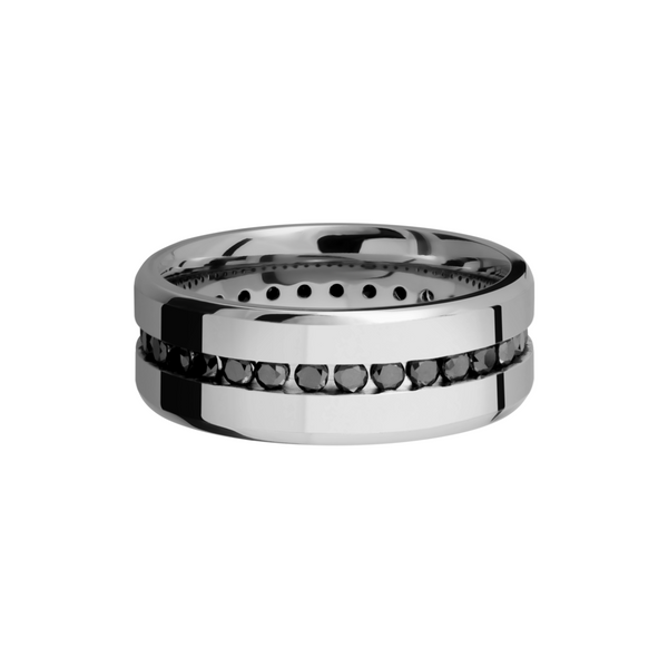 Titanium 8mm beveled band with .04ct channel-set eternity black diamonds Image 3 Linwood Custom Jewelers Linwood, NJ