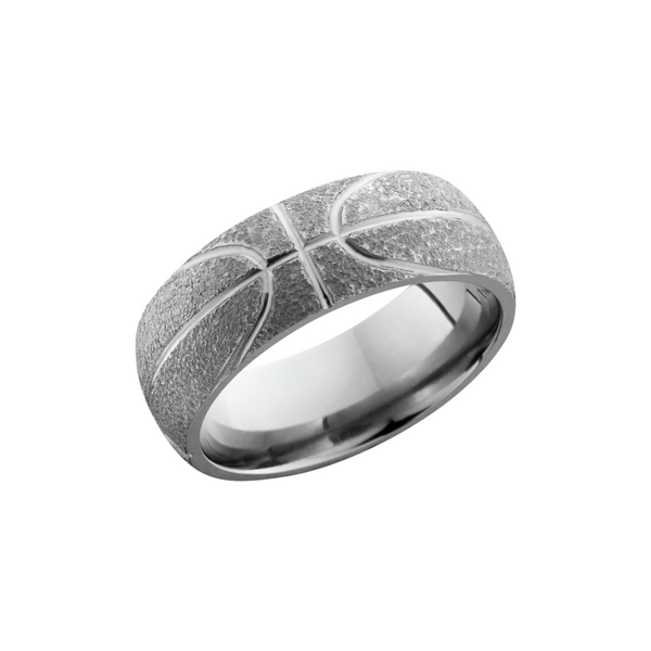 Titanium 8mm domed band with a laser-carved basketball pattern Quality Gem LLC Bethel, CT