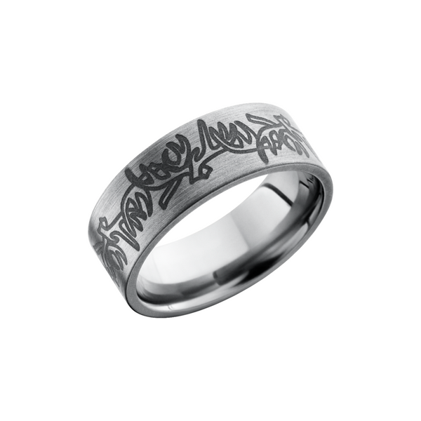 Titanium 8mm flat band with a laser-carved antler pattern Cozzi Jewelers Newtown Square, PA