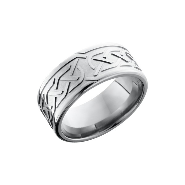 Titanium 9mm flat band with a laser-carved celtic pattern Cozzi Jewelers Newtown Square, PA