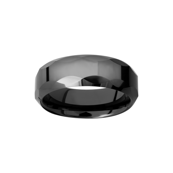 Tungsten Ceramic 8mm flat band with beveled edges and facet pattern Image 2 Quality Gem LLC Bethel, CT
