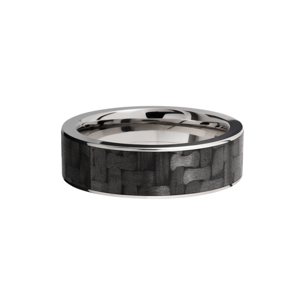 Titanium 7mm flat band with a 6mm inlay of black Carbon Fiber Image 3 Quality Gem LLC Bethel, CT