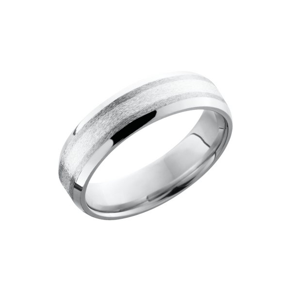 Cobalt chrome 6mm beveled band with a 2mm inlay of Sterling Silver Toner Jewelers Overland Park, KS