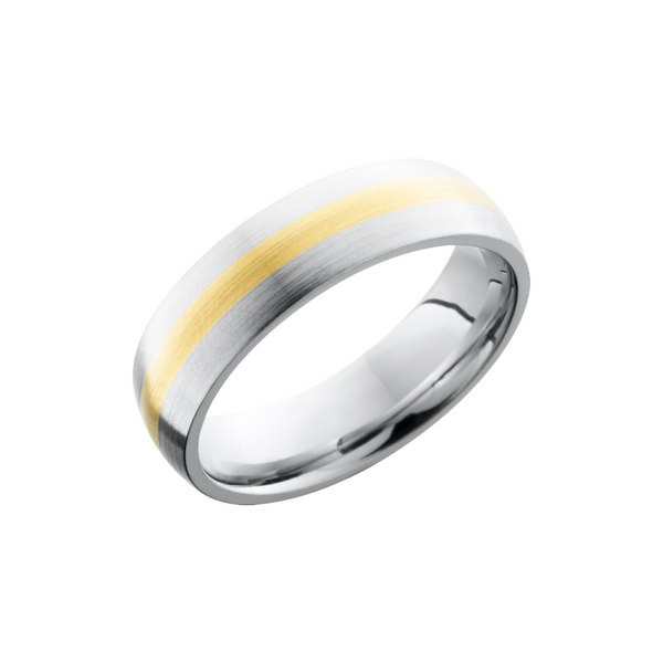 Cobalt chrome 6mm domed band with a 2mm inlay of 14K Yellow Gold Cozzi Jewelers Newtown Square, PA