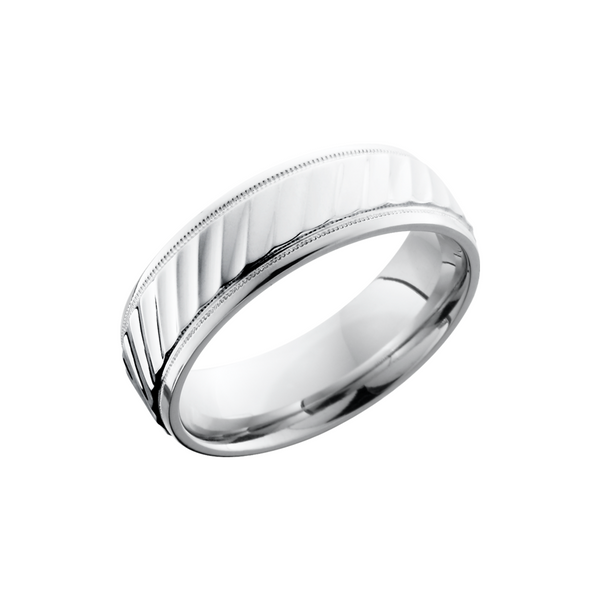 Cobalt chrome 7mm beveled band with striped pattern Cozzi Jewelers Newtown Square, PA