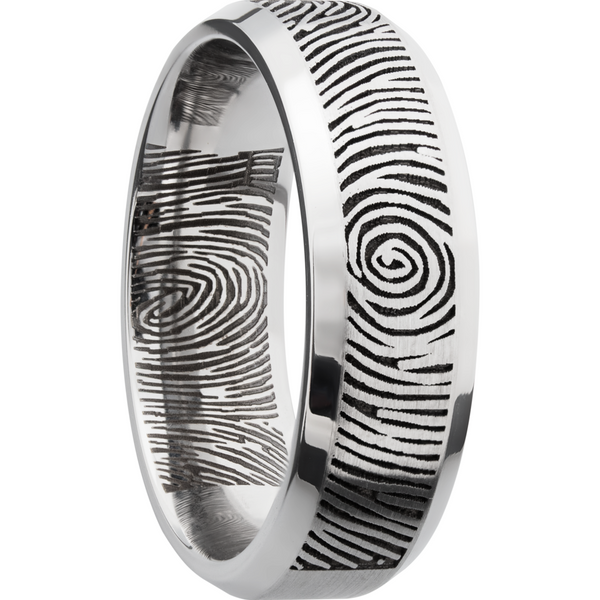 Cobalt chrome 7mm beveled band with a laser-carved fingerprint Image 2 Cozzi Jewelers Newtown Square, PA