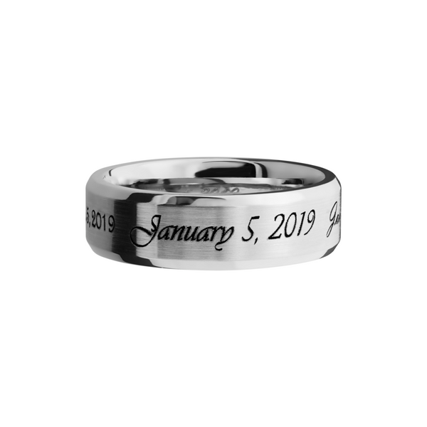 Cobalt chrome 7mm beveled band with laser-carved fonts Image 3 Cozzi Jewelers Newtown Square, PA