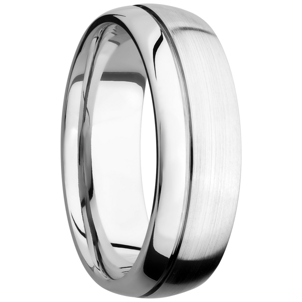 Cobalt chrome 7mmm domed band with an off center groove Image 2 Toner Jewelers Overland Park, KS