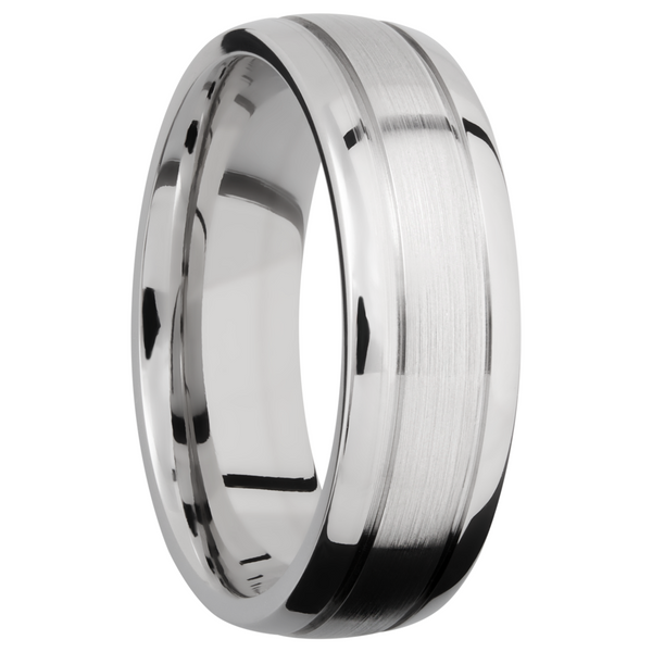 Cobalt chrome 7mm domed band with 2, .5mm grooves Image 2 Cozzi Jewelers Newtown Square, PA