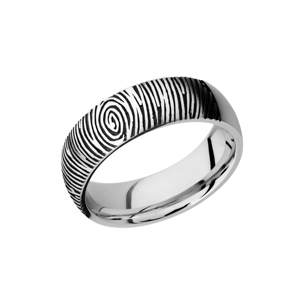 Cobalt chrome 7mm domed band with laser-carved fingerprint Cozzi Jewelers Newtown Square, PA