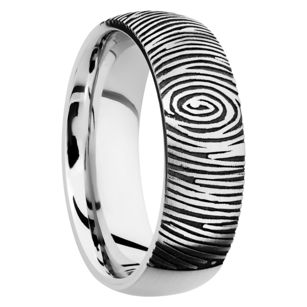 Cobalt chrome 7mm domed band with laser-carved fingerprint Image 2 Cozzi Jewelers Newtown Square, PA
