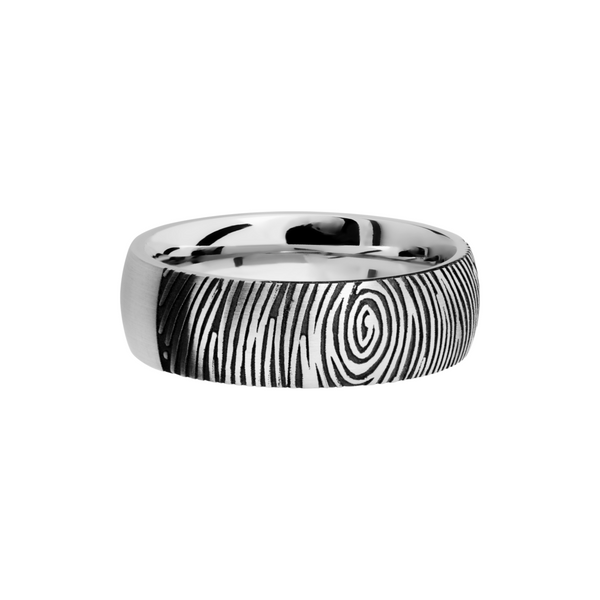 Cobalt chrome 7mm domed band with laser-carved fingerprint Image 3 Toner Jewelers Overland Park, KS