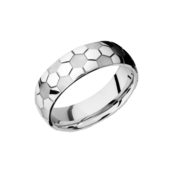 Cobalt chrome 7mm domed band with laser-carved soccer ball pattern Cozzi Jewelers Newtown Square, PA