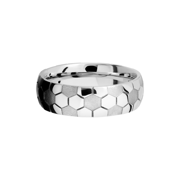 Cobalt chrome 7mm domed band with laser-carved soccer ball pattern Image 3 Cozzi Jewelers Newtown Square, PA