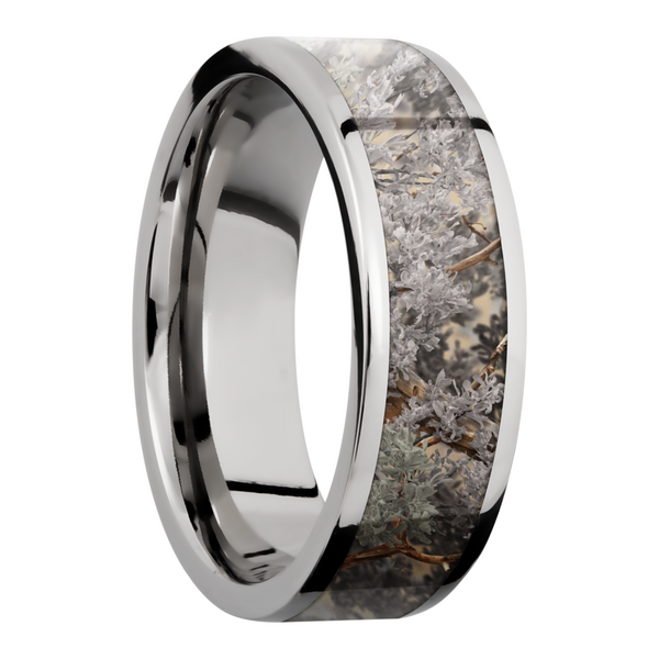 Cobalt chrome 7mm flat band with a 5mm inlay of King's Desert Camo Image 2 Cozzi Jewelers Newtown Square, PA