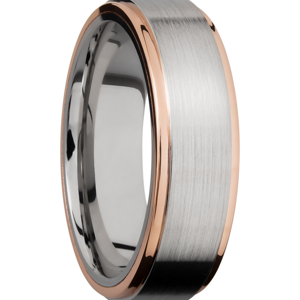 Cobalt chrome 7mm flat band with grooved edges and 14K rose gold edges Image 2 Cozzi Jewelers Newtown Square, PA