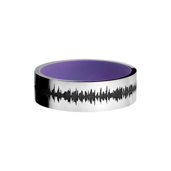 Cobalt chrome 7mm flat band with a laser-carved personalized soundwave and a Bright Purple Cerakote Sleeve Image 3 Quality Gem LLC Bethel, CT