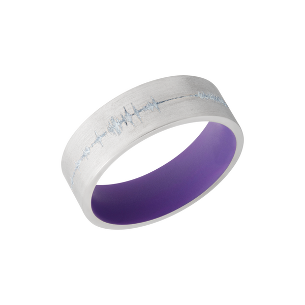 Cobalt chrome 7mm flat band with a laser-carved personalized soundwave and a Bright Purple Cerakote Sleeve Cozzi Jewelers Newtown Square, PA