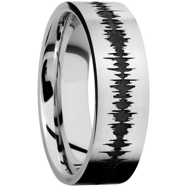 Cobalt chrome 7mm flat band with a laser-carved soundwave Image 2 Cozzi Jewelers Newtown Square, PA
