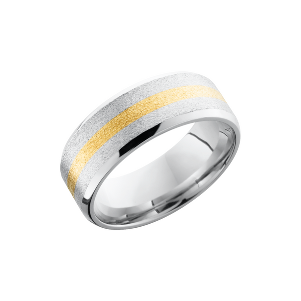 Cobalt chrome 8mm beveled band with a 14K yellow gold inlay Toner Jewelers Overland Park, KS