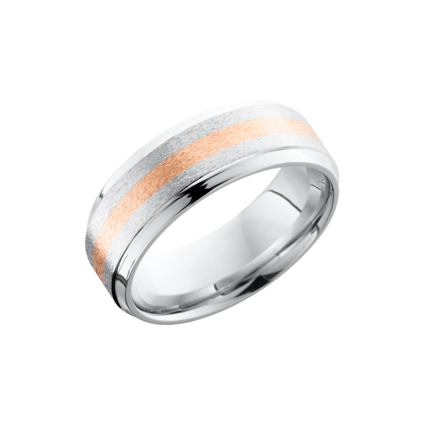 Cobalt chrome 8mm beveled band with a 14K rose gold inlay Cozzi Jewelers Newtown Square, PA