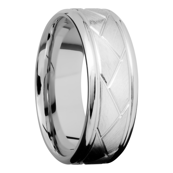 Cobalt chrome 8mm beveled band with laser-carved flatweave pattern Image 2 Cozzi Jewelers Newtown Square, PA