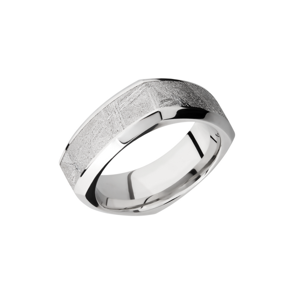 Cobalt chrome 8mm square beveled band with an inlay of authentic Gibeon Meteorite Toner Jewelers Overland Park, KS