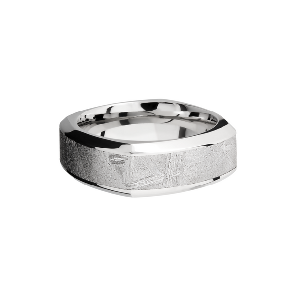 Cobalt chrome 8mm square beveled band with an inlay of authentic Gibeon Meteorite Image 3 Toner Jewelers Overland Park, KS
