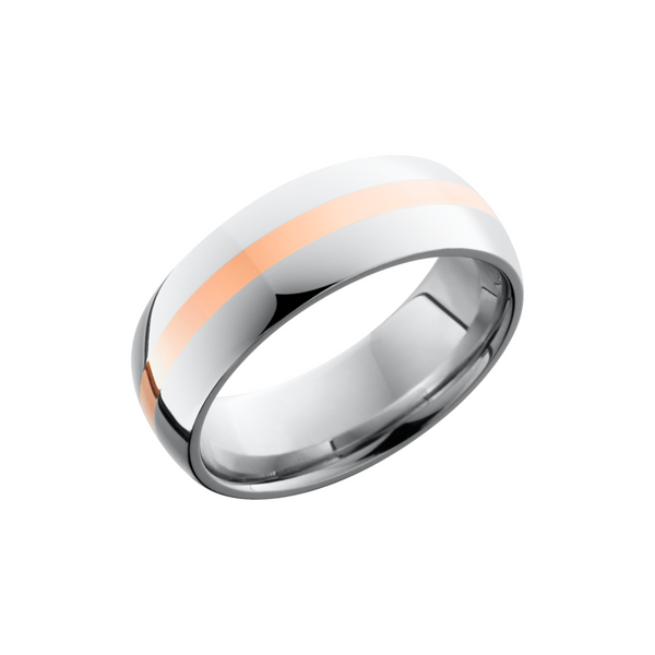 Cobalt chrome 8mm domed band with a 2mm inlay of 14K rose gold Toner Jewelers Overland Park, KS