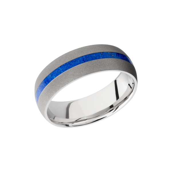 Cobalt chrome 8mm domed band with a mosaic inlay of Lapis Toner Jewelers Overland Park, KS