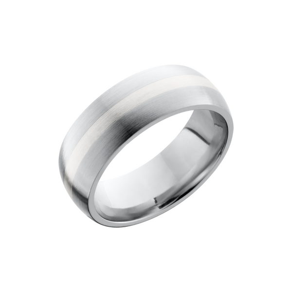 Cobalt chrome 8mm domed band with a 2mm inlay of sterling silver Toner Jewelers Overland Park, KS