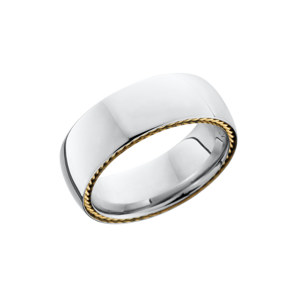 Cobalt chrome 8mm domed band with 14K yellow gold sidebraid inlays Toner Jewelers Overland Park, KS