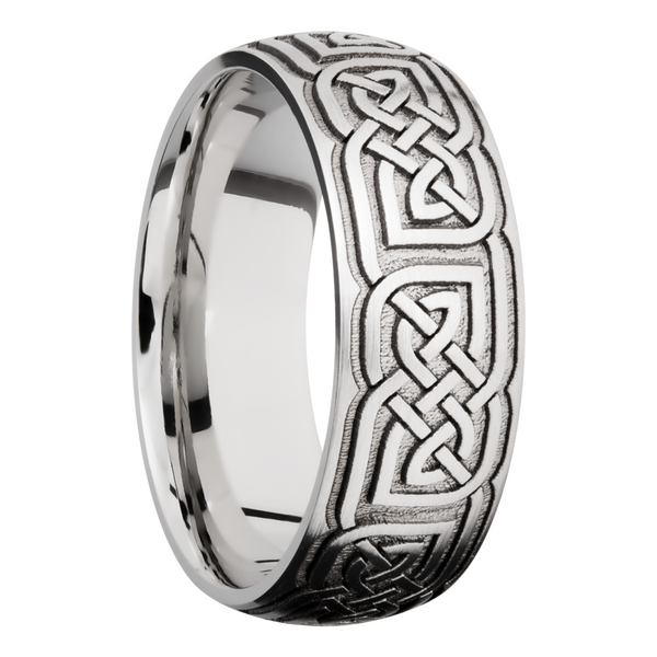 Cobalt chrome 8mm domed band with laser-carved celtic pattern Image 2 Cozzi Jewelers Newtown Square, PA