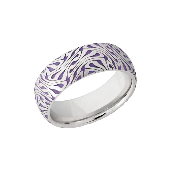 Cobalt chrome 8mm domed band with a laser-carved escher pattern featuring Bright Purple Cerakote in the recessed pattern Cozzi Jewelers Newtown Square, PA