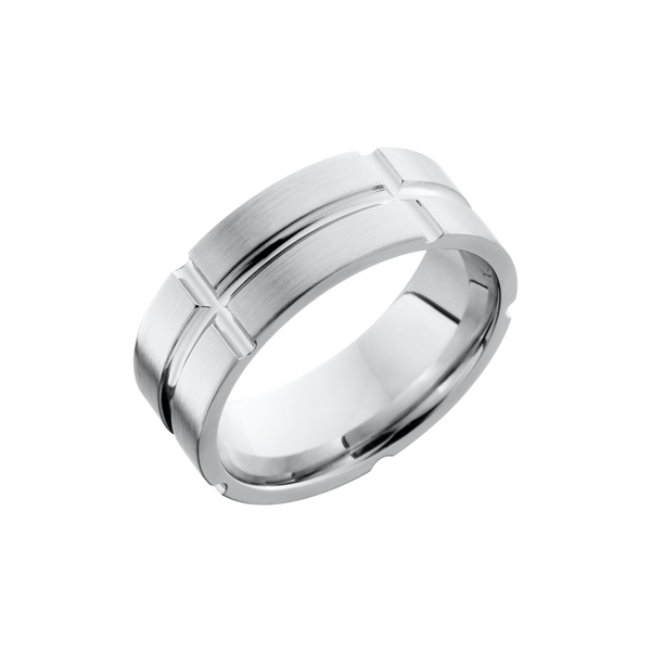 Cobalt chrome 8mm flat band with segmented detail Cozzi Jewelers Newtown Square, PA