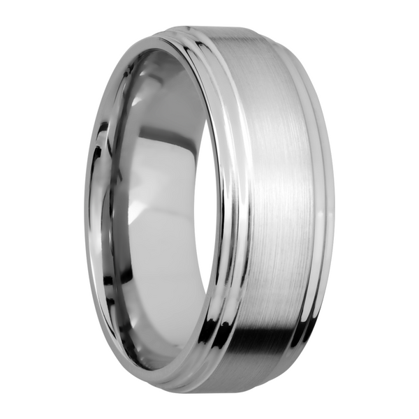 Cobalt chrome 8mm flat band with two stepped edges Image 2 Cozzi Jewelers Newtown Square, PA