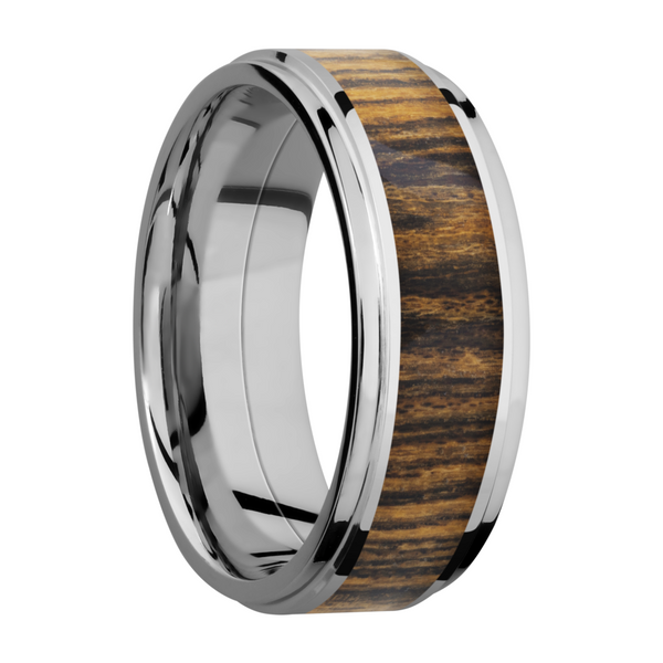 Cobalt chrome 8mm flat band with grooved edges and an inlay of Bocote hardwood Image 2 Toner Jewelers Overland Park, KS