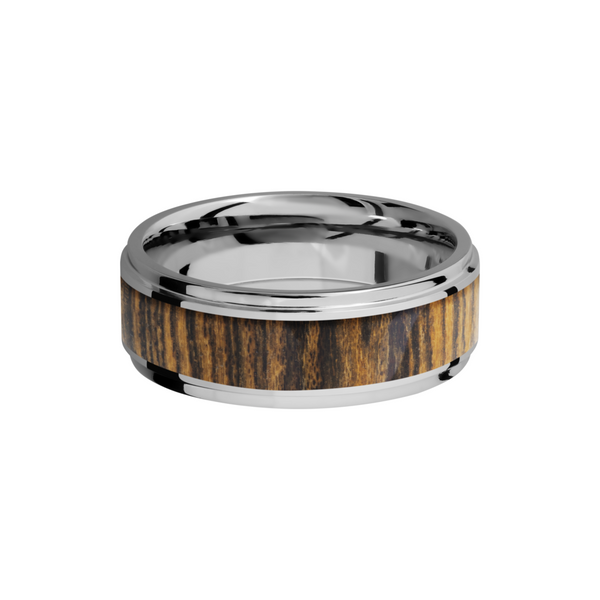 Cobalt chrome 8mm flat band with grooved edges and an inlay of Bocote hardwood Image 3 Toner Jewelers Overland Park, KS