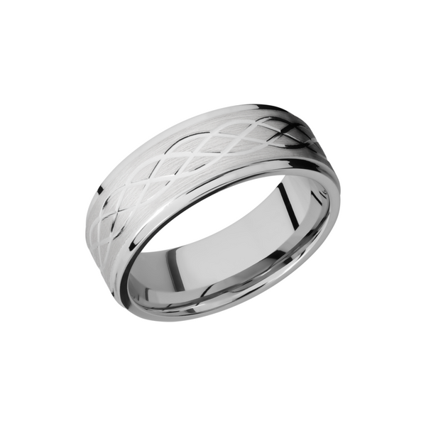 Cobalt chrome 8mm flat band with grooved edges and 3, .5mm sterling silver inlays Toner Jewelers Overland Park, KS