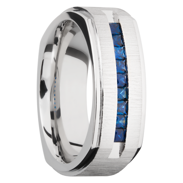 Cobalt chrome 8mm flat square band with grooved edges and  Image 2 Toner Jewelers Overland Park, KS