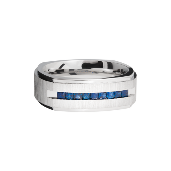 Cobalt chrome 8mm flat square band with grooved edges and  Image 3 Toner Jewelers Overland Park, KS