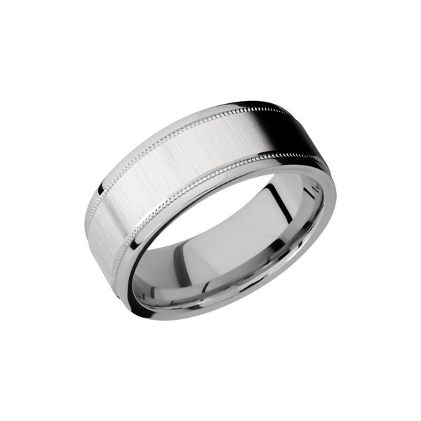 Cobalt chrome 8mm flat band with grooved edges and reverse milgrain detail Cozzi Jewelers Newtown Square, PA
